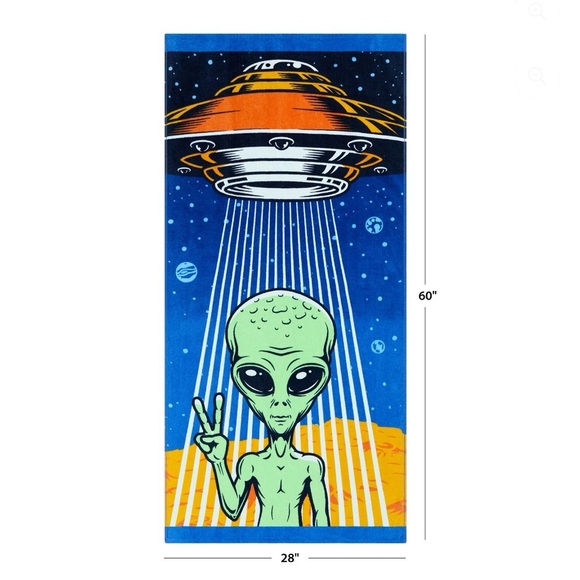 Mainstays Cotton Blend Alien Beach Towel, 28" x 60" - Picture 4 of 5